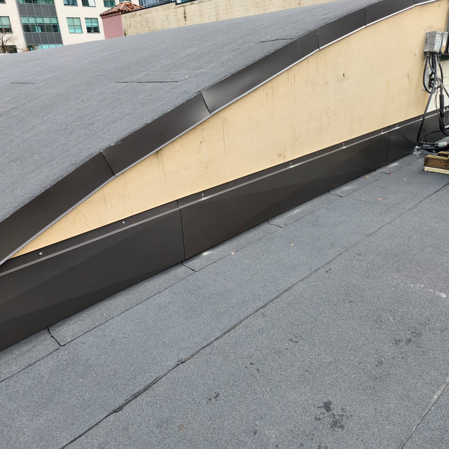 Custom fabricated counter flashing for Harrison BC home