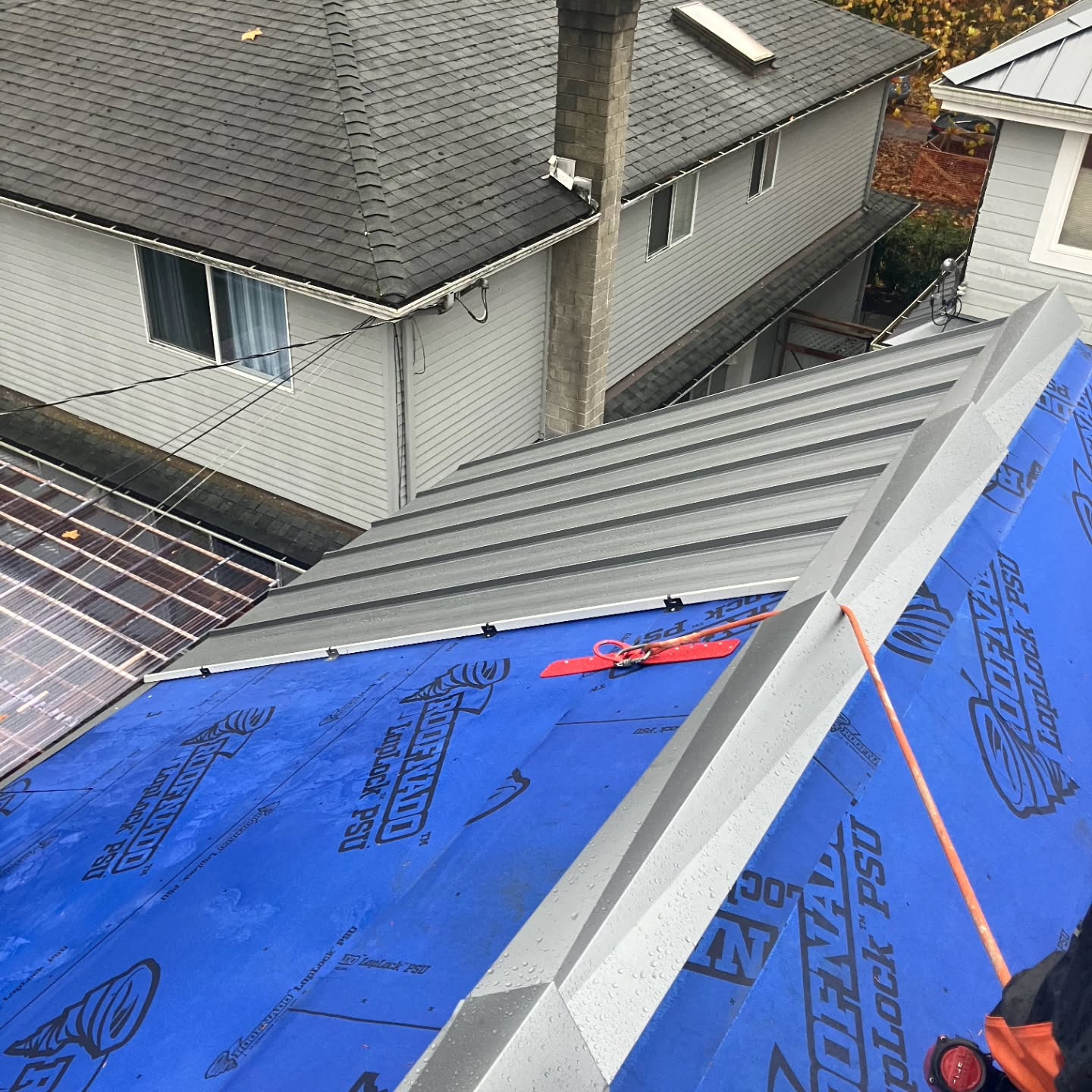 Custom fabricated base flashing for Hope BC chimney