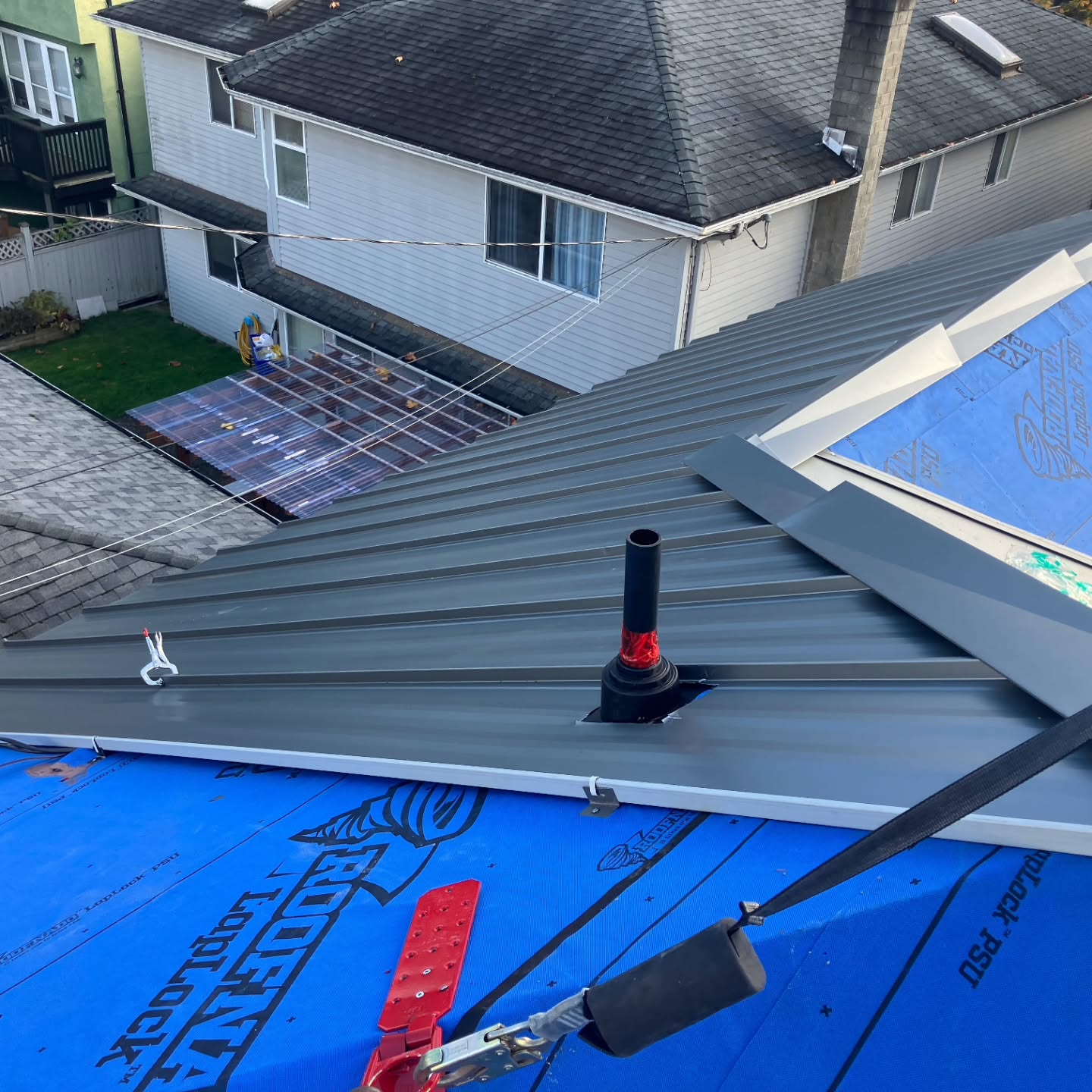 Custom metal work for roof edge termination in Rosedale BC